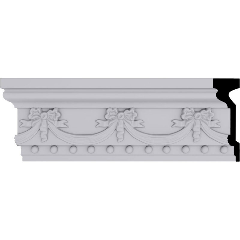 Primed White Geometric Polyurethane Crown Moulding Sample