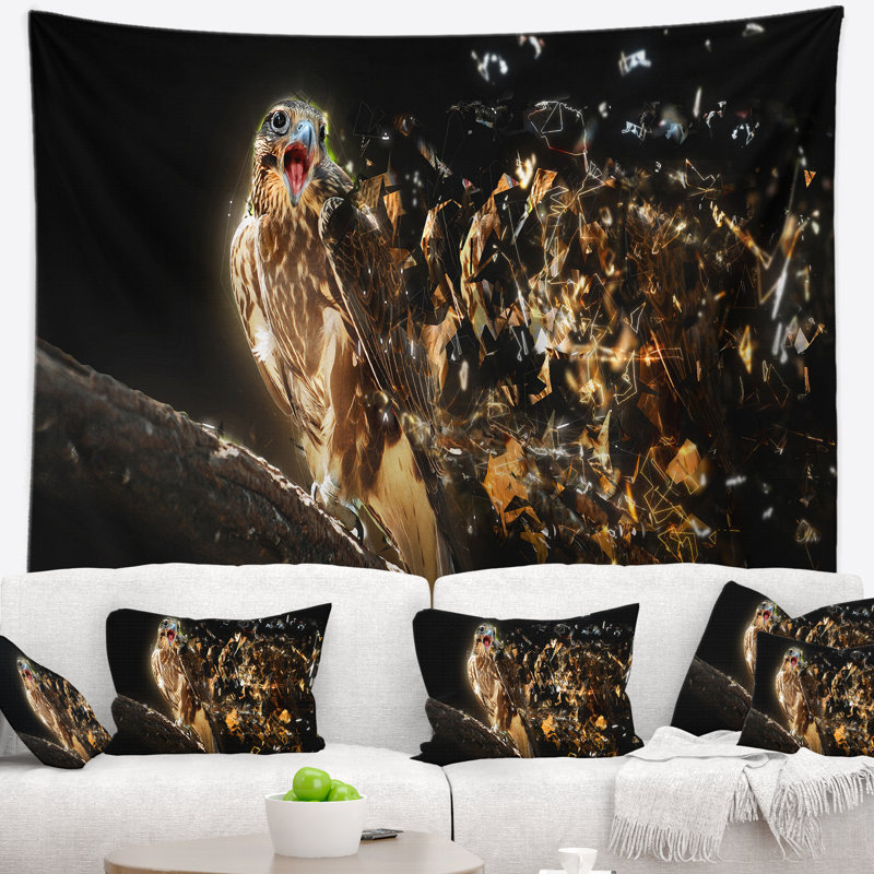 Tapisserie Falcon avec bec ouvert, H 78 po x l 92 po