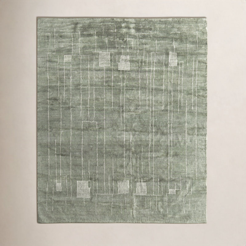Agape Modern Abstract Green Area Rug, Rectangle 8'6" x 11'6"