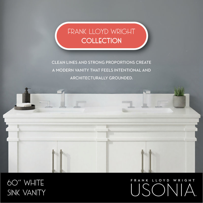 FLW Harmony 36 Wood Sink Vanity, White, 60