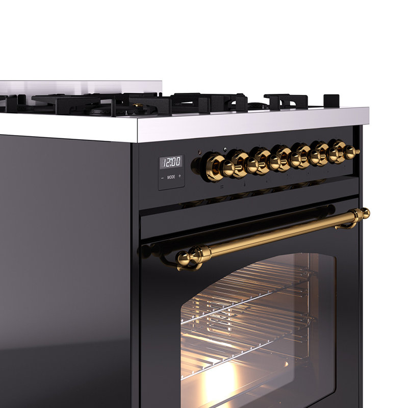 ILVE Nostalgie II 30 in Dual Fuel Range, Blue Gray/Brass, Liquid Propane