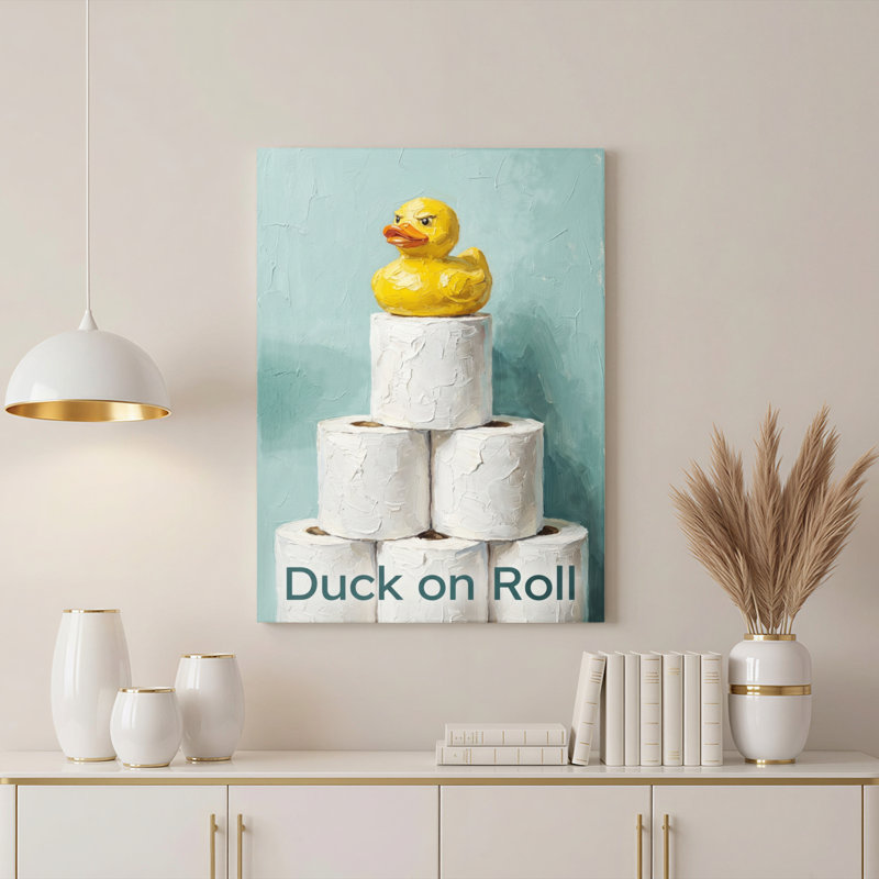 «Duck On Roll», reproduction d'art sur toile tendue sur toile, ensemble de 1 salle de bain, H 36 po x l 24 po