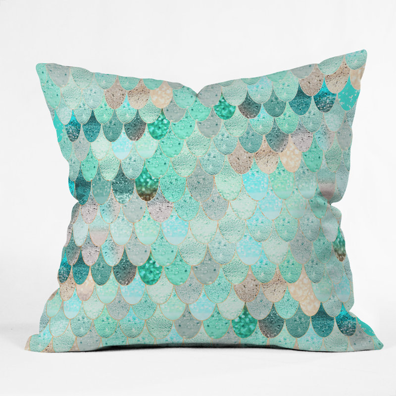 Coussin intérieur / extérieur Monika Strigel Summer Mermaid, 16 po x 1 po, Menthe