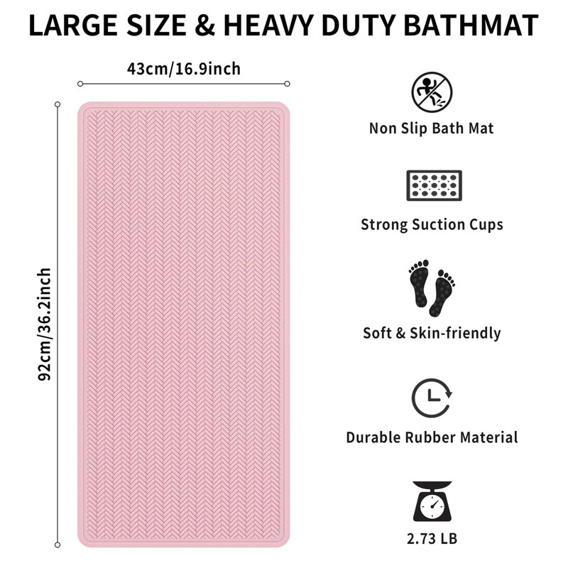 Graeme Plastic / Acrylic Non-Slip Shower Mat, Pink