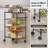 Carmen 4 Tier Rolling Carts, Metal Wire Utility Cart with Wheels & Handle Bar, Kitchen Serving Trolley