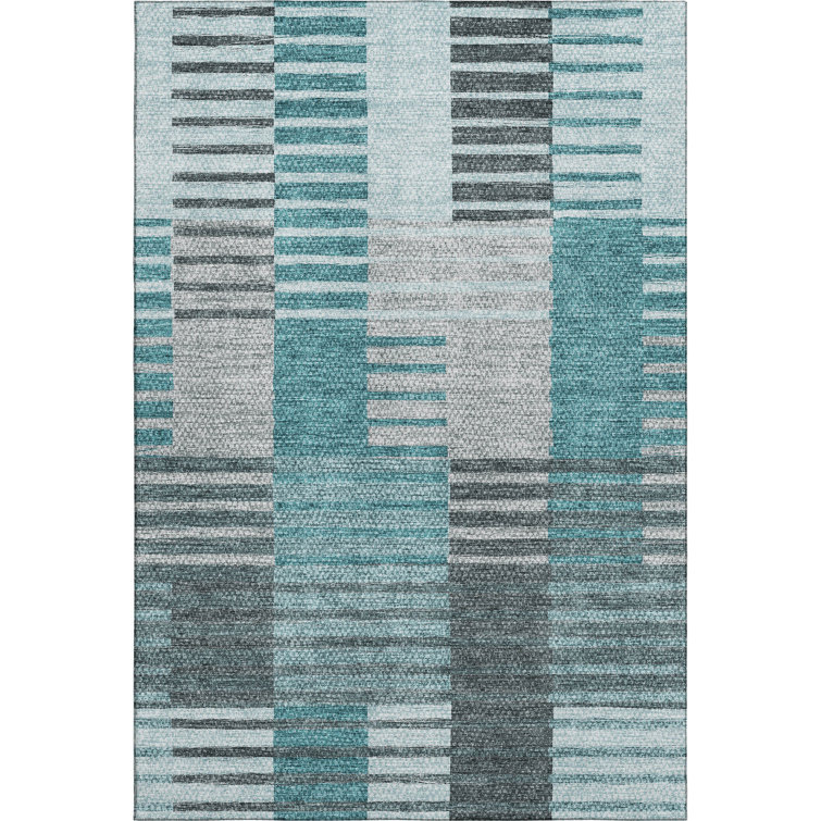 Premium Machine Washable Prisco Teal Rug
