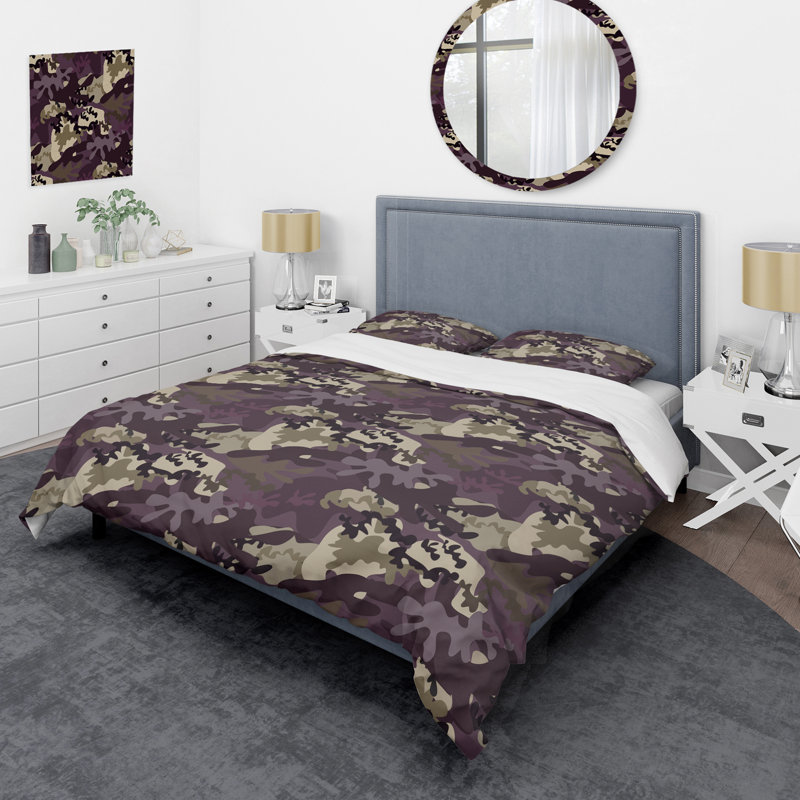 Ensemble de housse de couette en microfibre brun / mauve 2 pièces