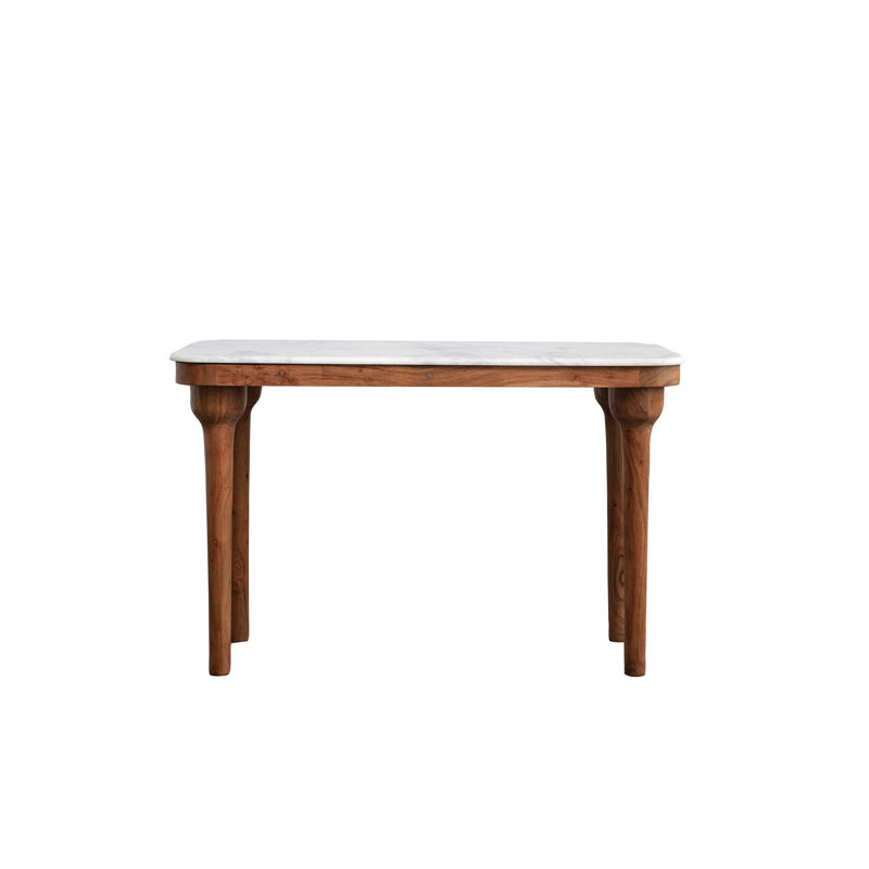 Acacia Wood Console Table With Marble Top