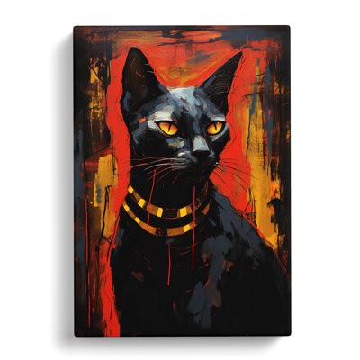Egyptian Cat Gestural No.3 - Wrapped Canvas