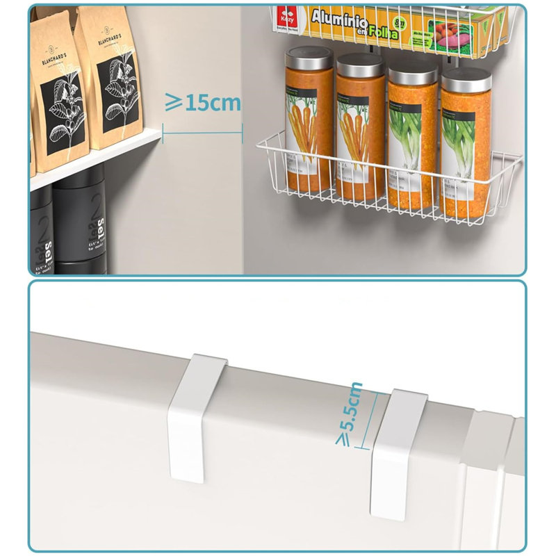 Over The Door Pantry Organizer With Adjustable 6 Baskets,Detachable, Expandable, Rust Resistant, Scratch Resistant,White