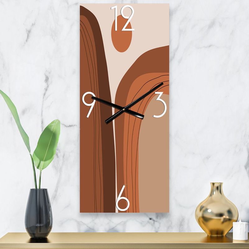 Horloge murale moderne abstrait en terre cuite, Petit