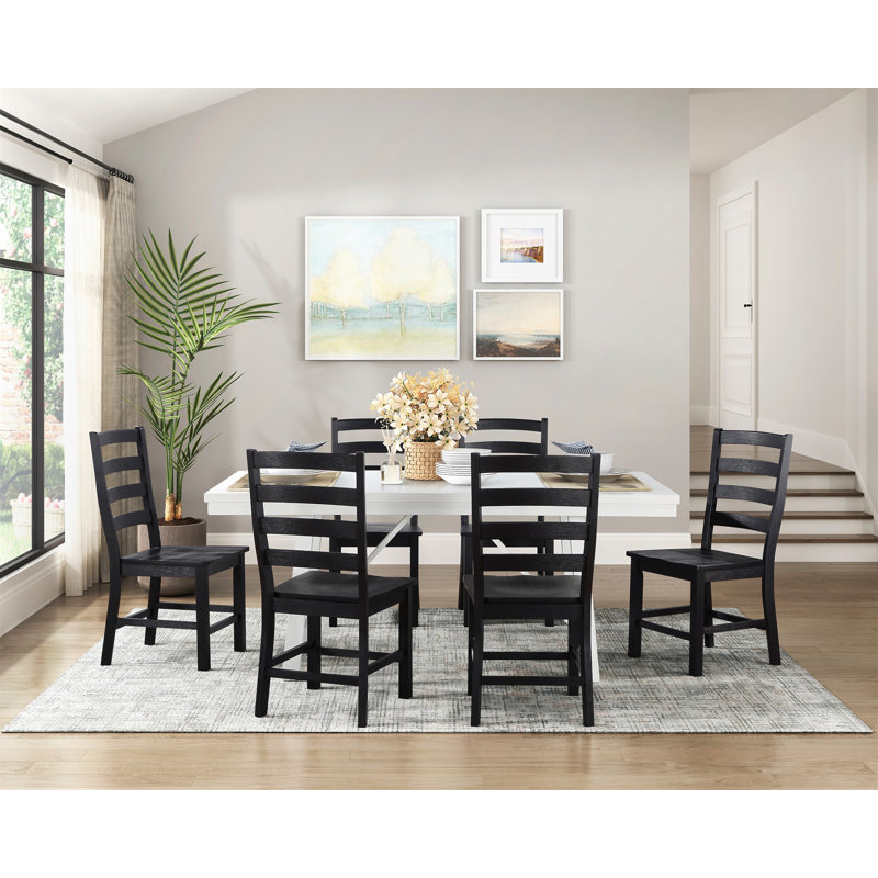 Ensemble de 2 chaises d'appoint contemporaines en bois, Noir