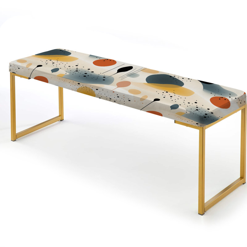 Subdued Expression - Botanical Upholstered Gold Bench