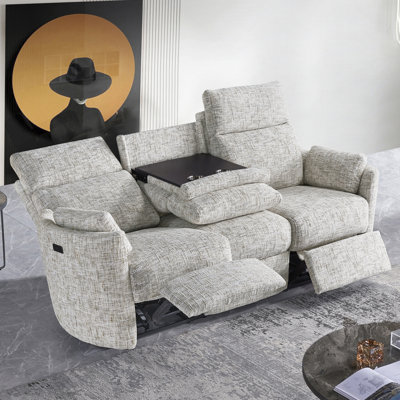 Callendale Power Reclining 3-Seater Sofa With Drop Down Table, Cup Holders, Dual USB & Type-C Ports