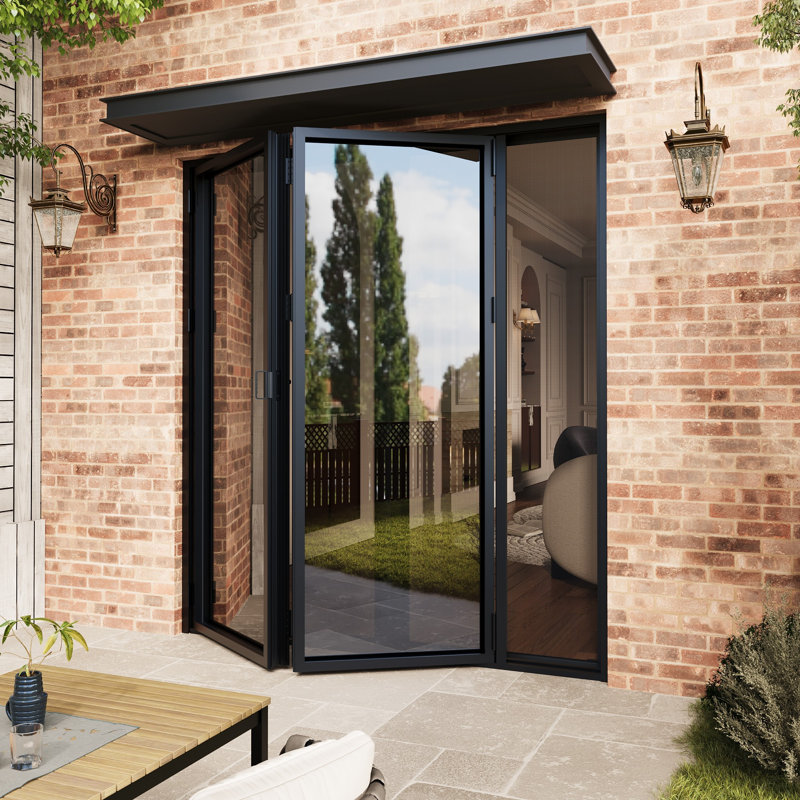 Porte de patio pliante en aluminium noire pliante de 72 po x H 80 po (2 + 0), Gauche