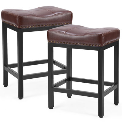 Michille Saddle Upholstered 24.21" Counter Stool