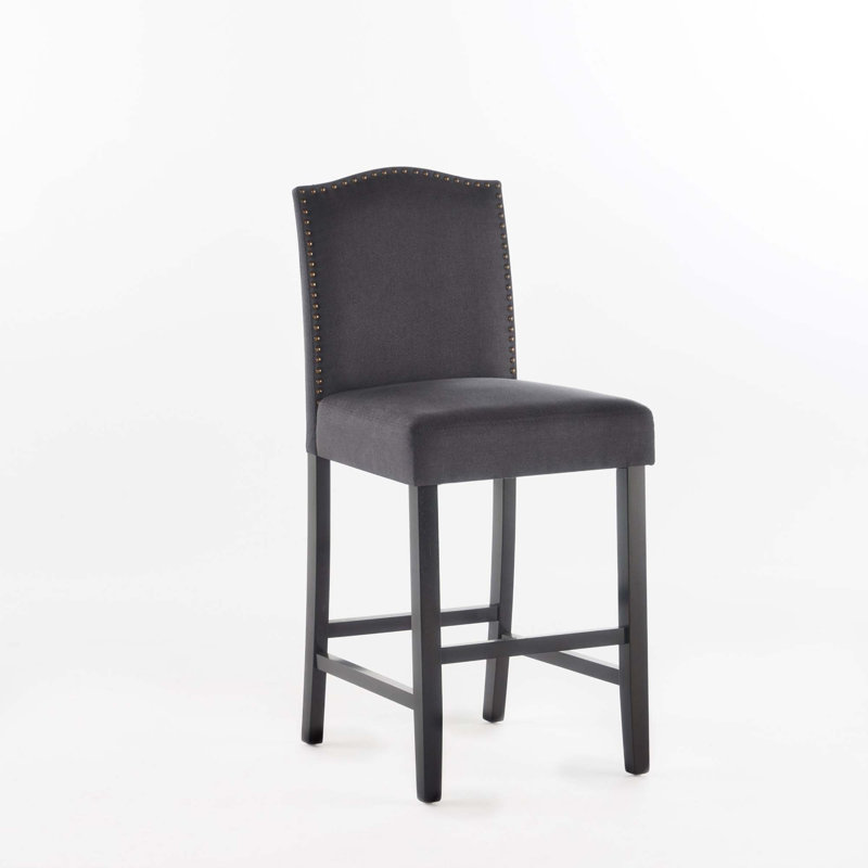 Ensemble de 2 tabourets de comptoir en cuir Aizayah, Tabouret de comptoir (siège d'une hauteur de 27 p, Gris anthracite foncé