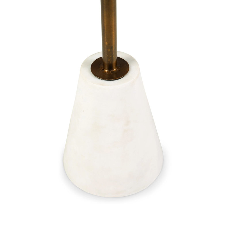 Table d'appoint Cira, plateau rond en marbre noir et blanc de 12 pouces, métal doré