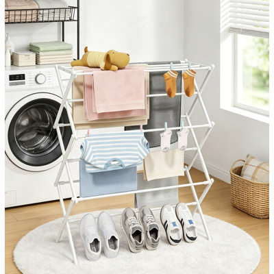 Foldable Clothes Drying Rack for Laundry, Portable Collapsible Laundry Rack for Air Drying, Space-Saving Design for Indoor & Outdoor Use, 36.2 x 30.0 x 11.4 inch, White