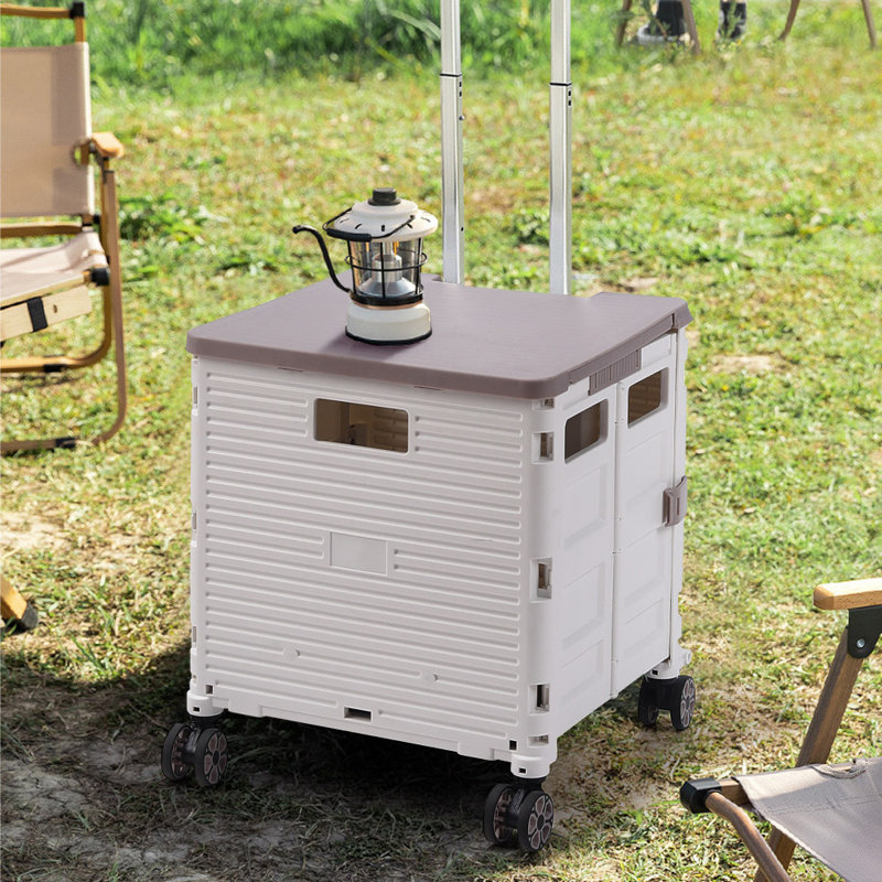 Dorcia 44cm H x 40cm W Utility Cart with Wheels, White/Coffee