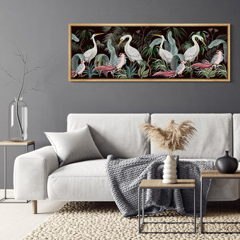 Grue héron, oiseaux, aigrette, Eden, oiseaux majestueux dans un paradis tropical, H 20 po x l 60 po, Naturel