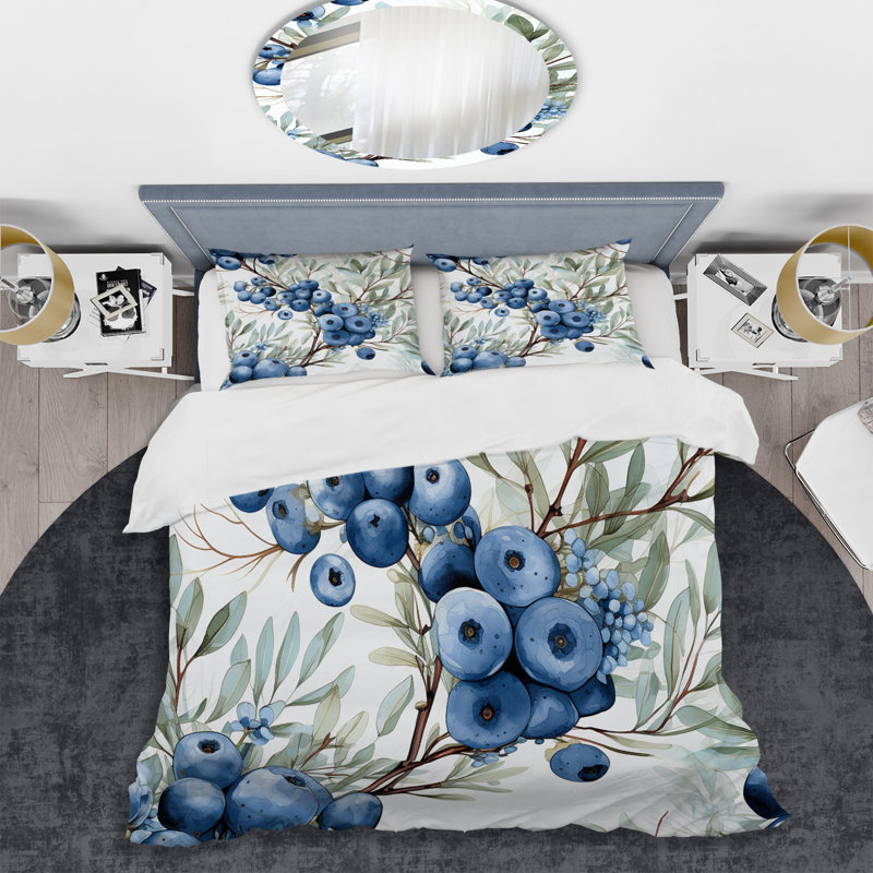 Ensemble de housse de couette Winter Berry Blueberry Grove I - Fruits, Housse de couette simple + 1 taie décorative stan