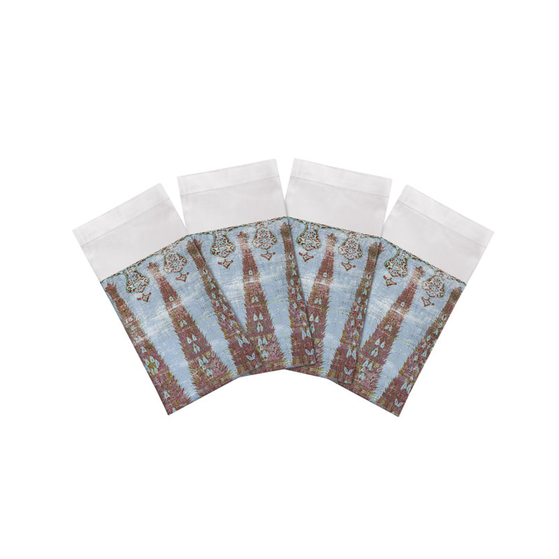 Topkapi Garden Cotton Sateen Dinner Napkins, Turquoisered