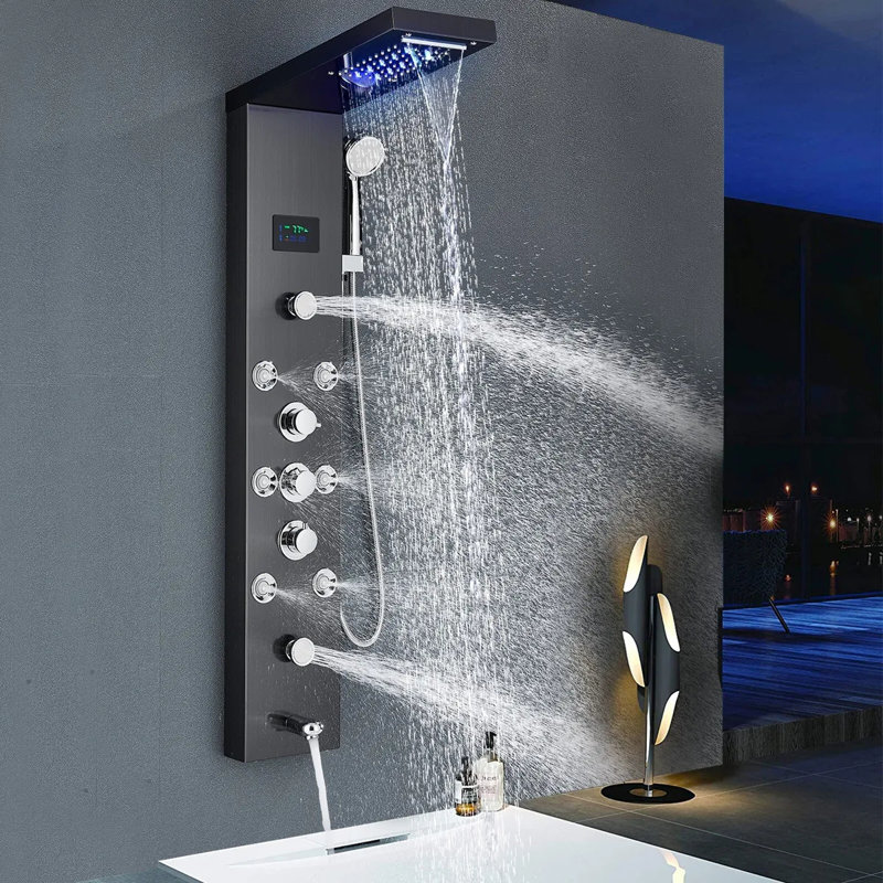 Villalba Shower Tower Panel, Black