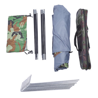 Tente de camping camouflage 3-4 personnes, tente dôme portative avec revêtement argenté et arceaux en fibre de verre, sol imperméable en Oxford, protection UV, idéale pour la randonnée, la pêche, les voyages en voiture et les aventures en plein air.