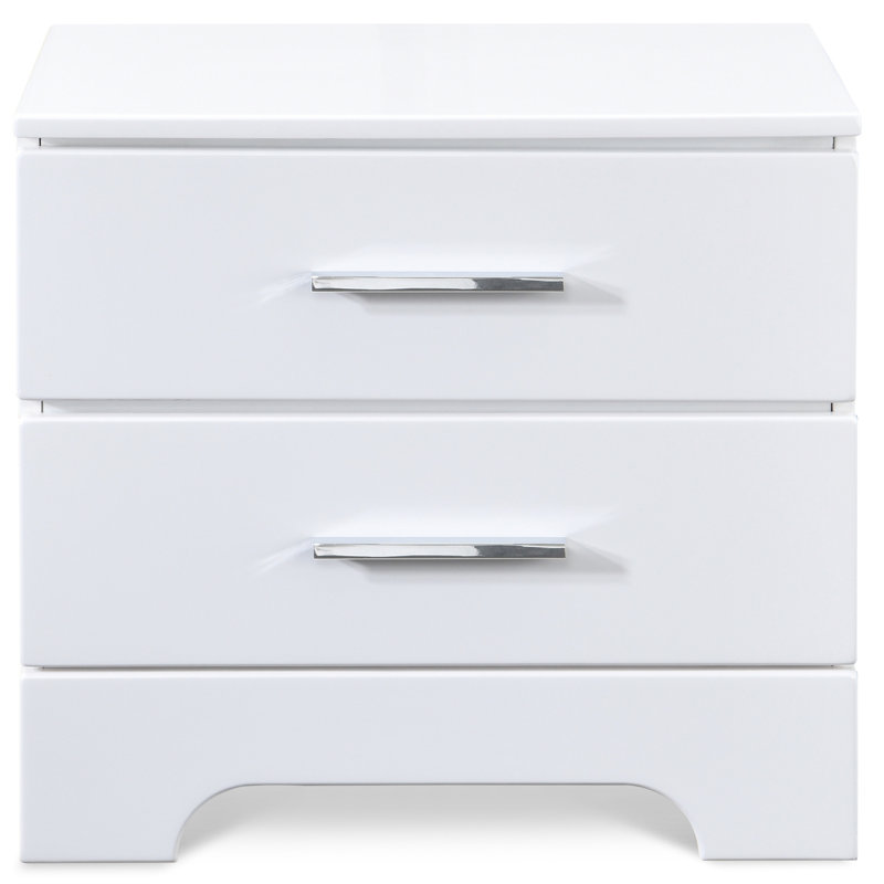 Hudson 2-Drawer Nightstand with USB Port and Storage, White, White