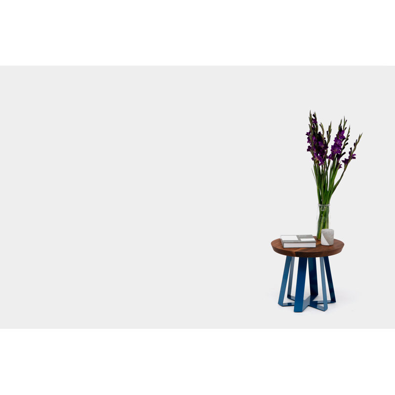 ARS Solid Wood Top End Table, Walnut, Facebook Blue Powder-coat