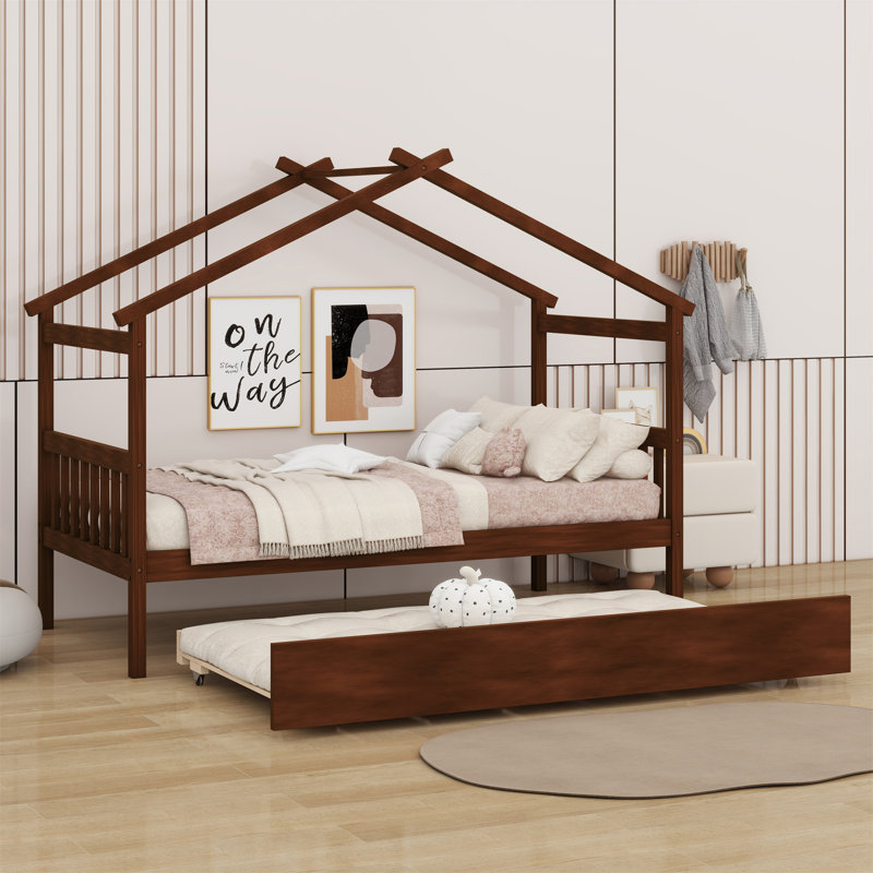 Lit en bois avec couchette, Noyer