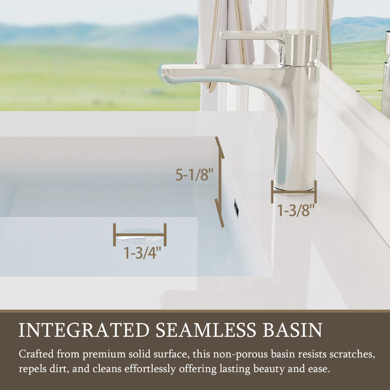Meuble-lavabo flottant 60 po avec lavabo, Blanc lustré, 59"