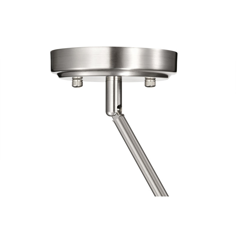 Mini-luminaire suspendu 1 lumière en nickel brossé avec abat-jour carré en verre blanc