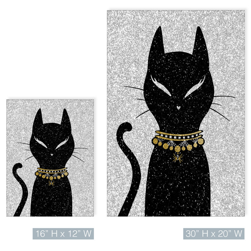 « glamoween kitty ii »-impression d’art graphique sur toile tendue, H 30 po x l 20 po x P 1,5 po