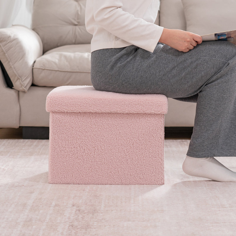 Repose-pieds pliant avec rangement, Rose, H 12,2 po x l 16,1 po x P 12,2 po