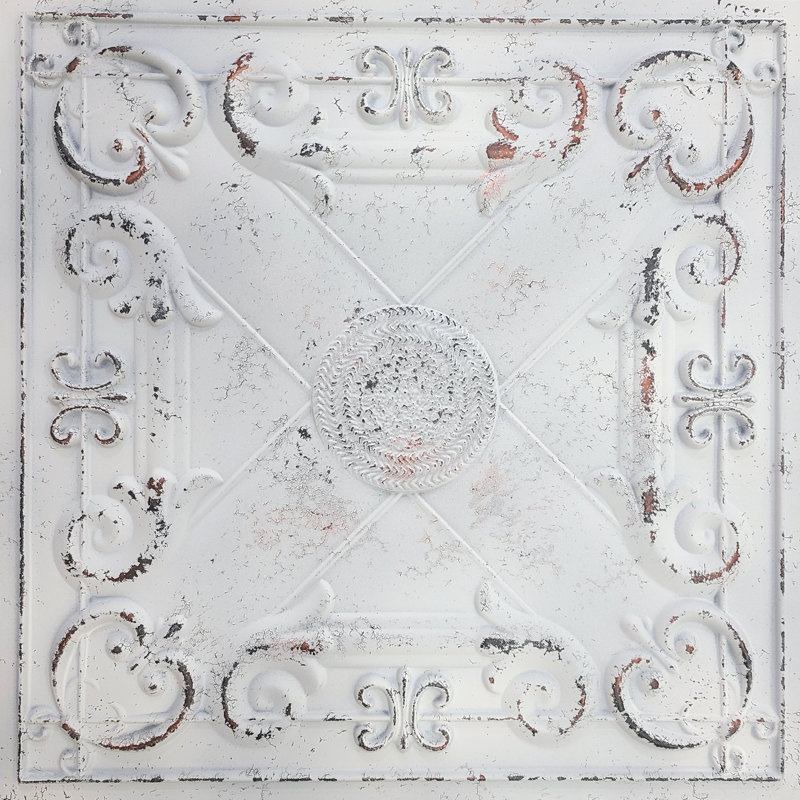 Carreau de plafond à coller en PVC blanc cassé, 2 x 2