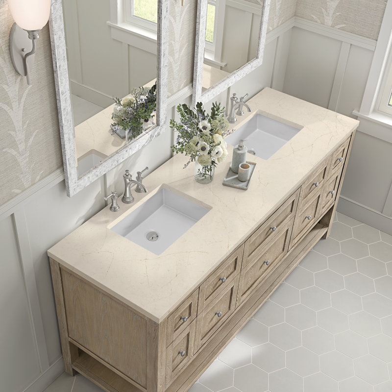 Breckenridge 72'' W Double Vanity, Whitewashed Oak, Lime Delight, 8" Widespread