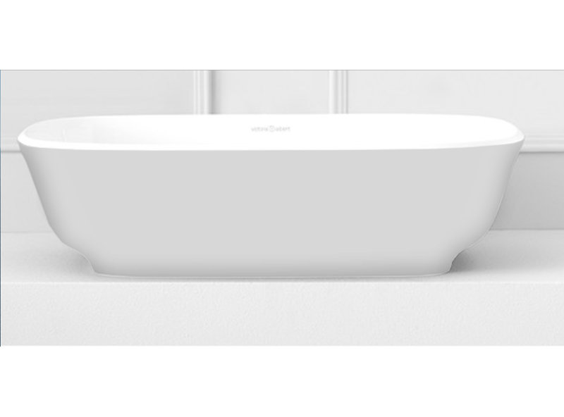 Victoria + Albert Amiata 16.25'' Gloss White/Matte Papyrus White Volcanic Limestone Rectangular Bathroom Sink