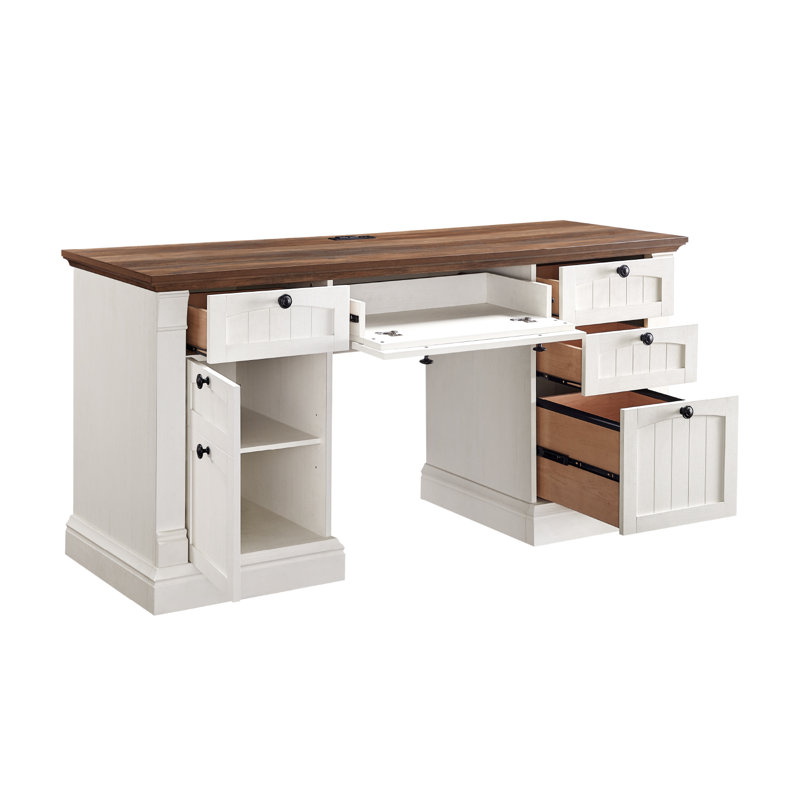 Bureau de direction de ferme 60 po avec tiroirs, bureau à domicile en bois avec rangement pour écrire, étudier et travailler