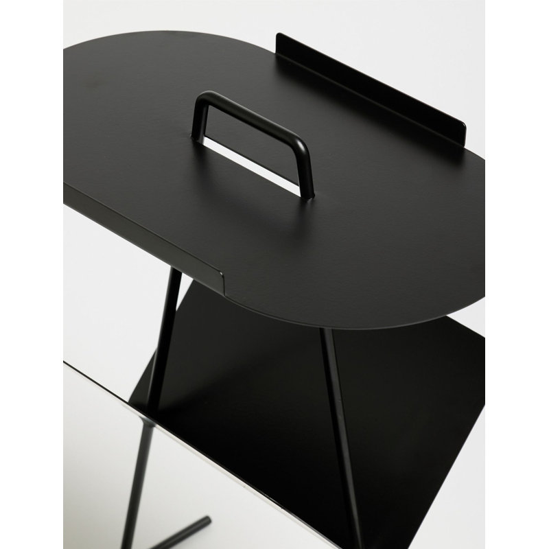 Industrial-Style Black Side Table, 17.3 x 21.3 x 8.9 inches | 100% Metal Frame with 2 mm Thickness, Electrostatic Powder Coated | Modern Novelty Design for Home & Office, Durable and Stylish Addition