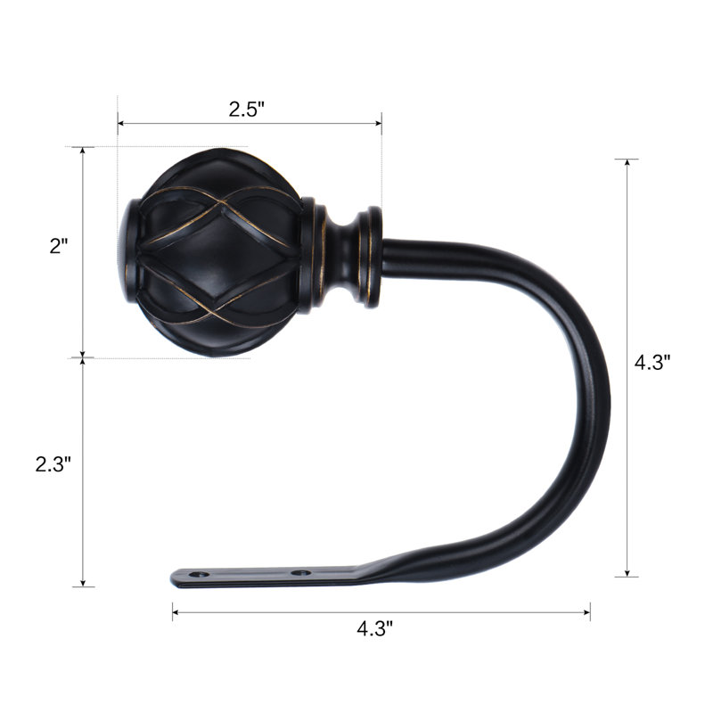 Retenue de rideau 3,9 po Maumee, Noir
