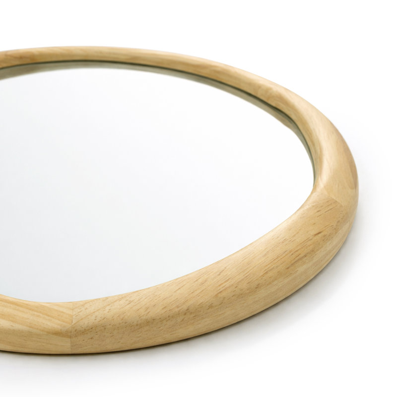 Miroir mural rond en bois massif, 24 po x 24 po, Noyer chaud