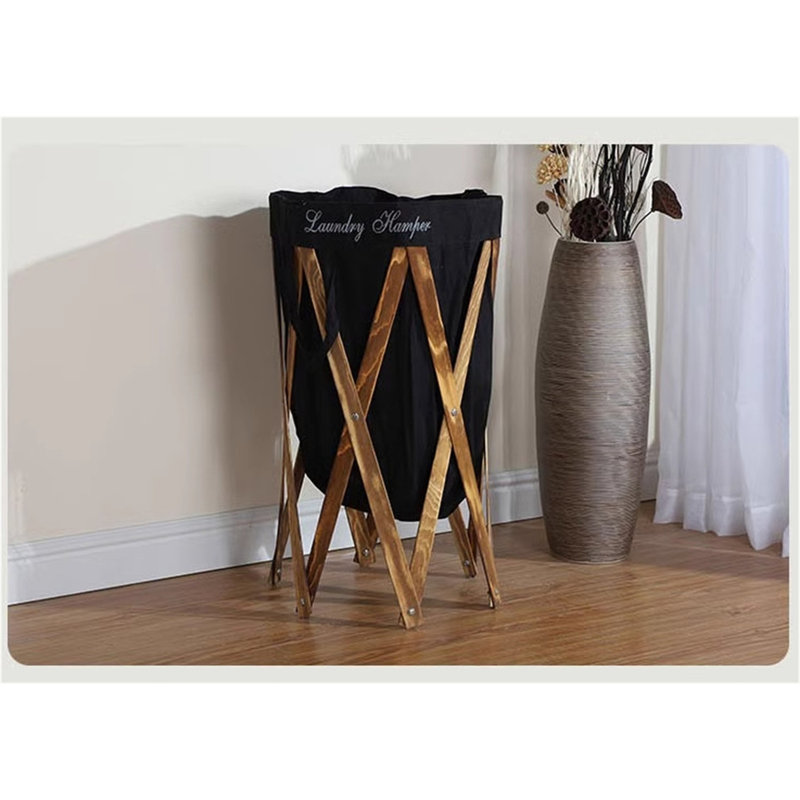Fabric Laundry Hamper with Handles, Black