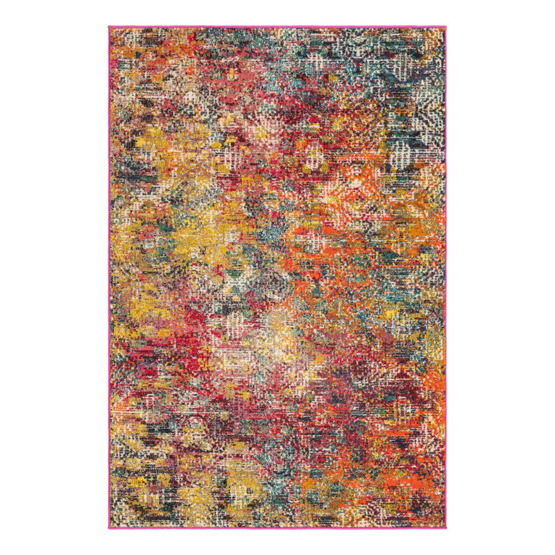 Tapis abstrait jaune / rouge / bleu, Rectangle 4pi x 6 pi