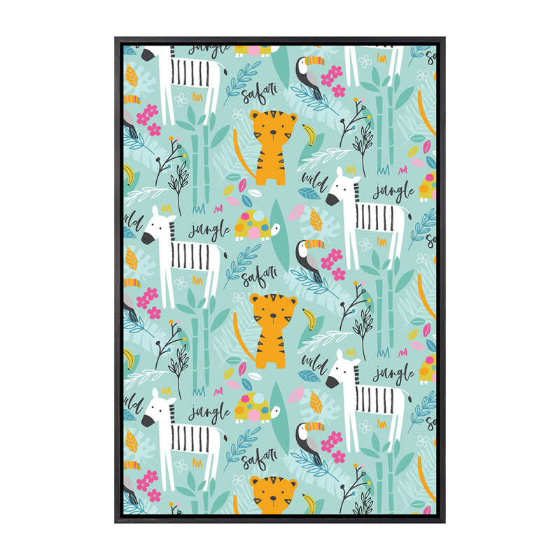 «Wild Adventure III» par Angela Nikeas - impression d'art graphique, H 26 po x l 18 po x 1,5 po, Toile encadrée noir délavé