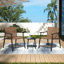 Ensemble de conversation d'extérieur moderne: 2 chaises en rotin PE + table d'appoint en acier et en verre trempé - Durable et élégant