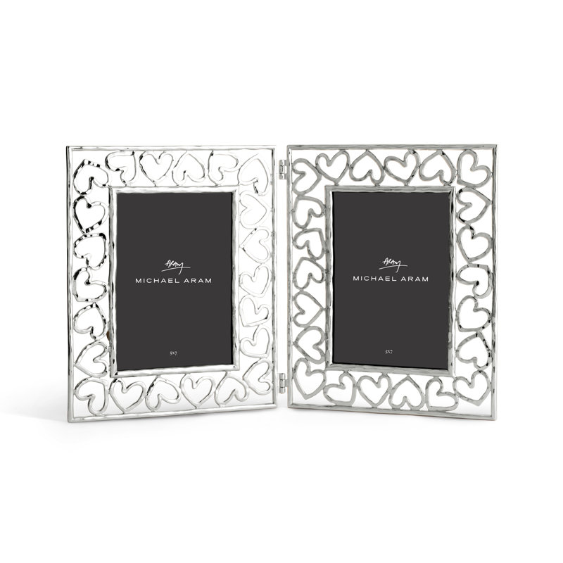 Heart Hinged Frame, Silver, 5" x 7"