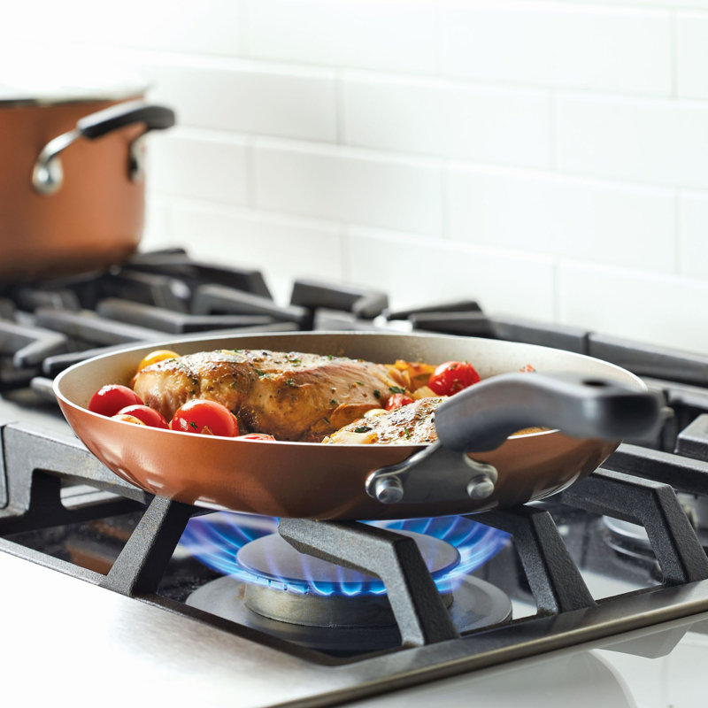 Farberware 15-Piece Blue Aluminum Nonstick Cookware Set with Plastic Handles