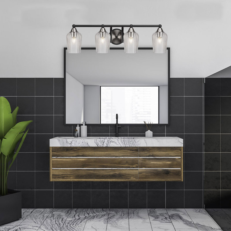 Michell 4-Light Bath Bar, Matte Black/Brushed Nickel